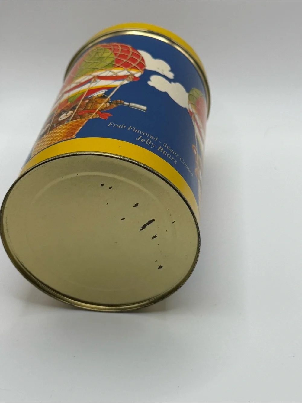 Blue and Yellow Hot Air Balloon Teddy Tin Decorative Canister